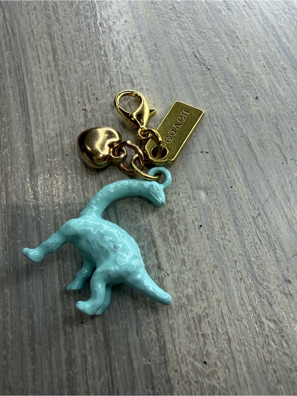 Coach Aqua Dinosaur Mini charm with Coach Gold Tag